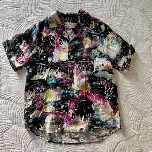Romance Was Born May Gibbs Obelia Linen Hawaiian Shirt Size M